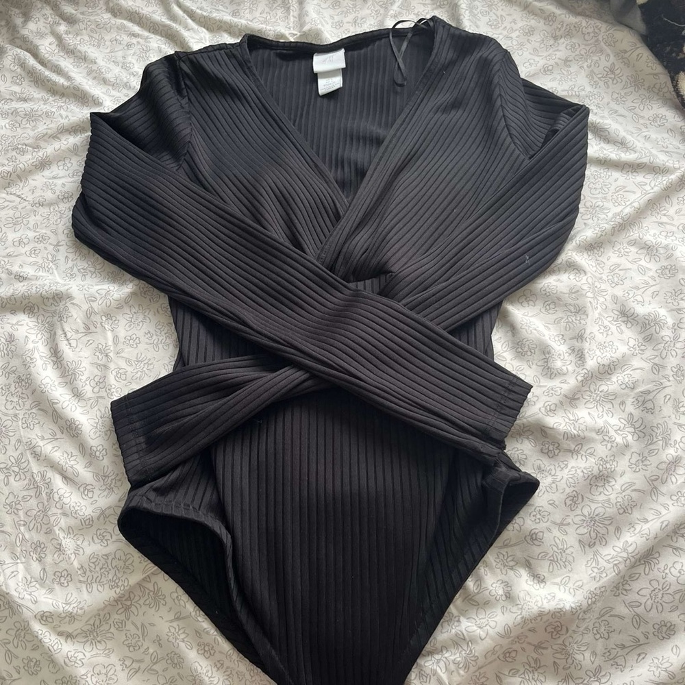 H&M Black Ribbed Bodysuit